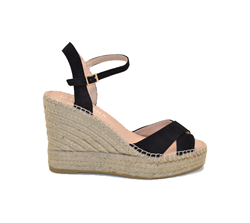 ALBA25 ESPADRILLES SANDALO CON TACCO ANTE NEGRO